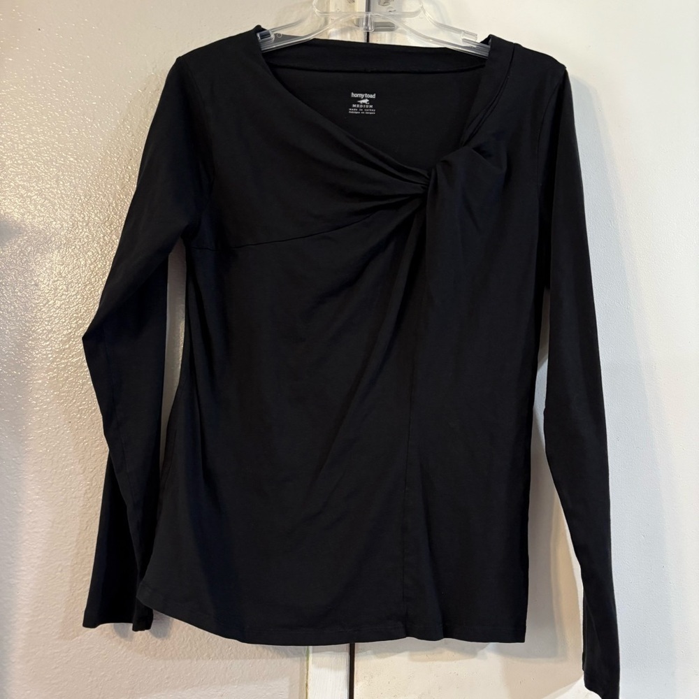 Horny Toad With A Twist Black Tee Long Sleeve Organic Cotton Blend M Active Soft
